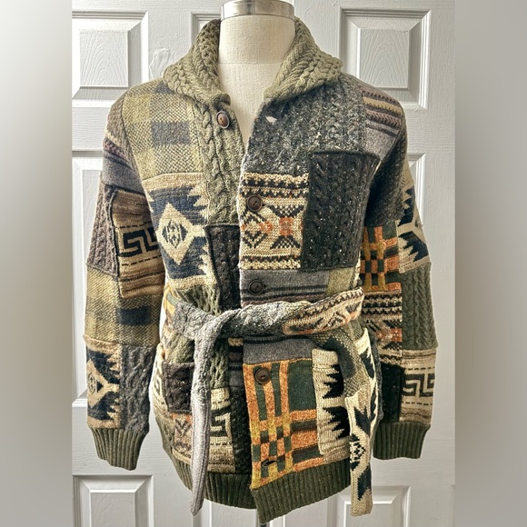 Patchwork Wool-Blend Ranch Cardigan - Picture 2 of 3